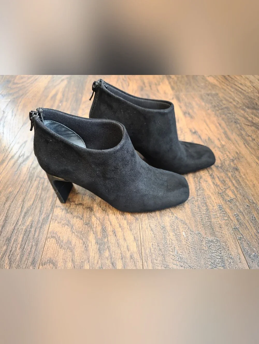 Alfani Black Suede Ankle Booties with Back Zipper